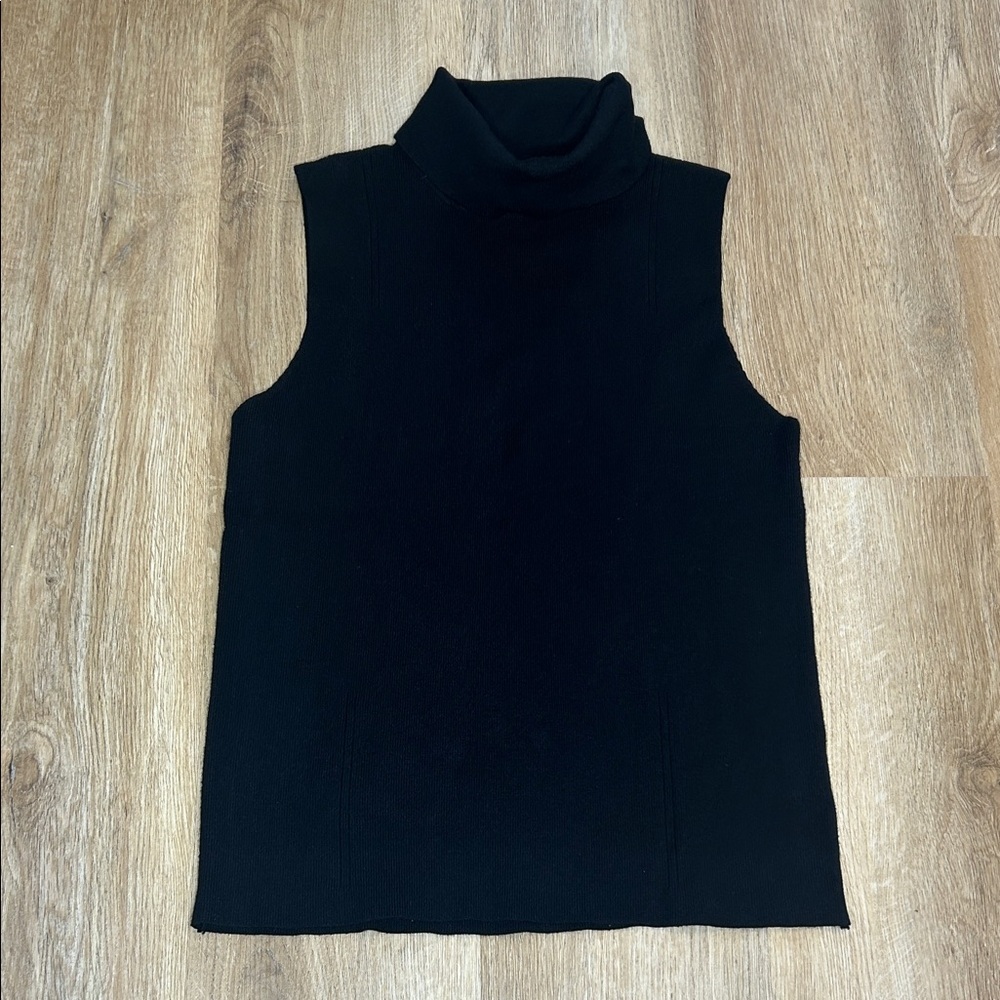 Women's Black Sleeveless Turtleneck Tank Top